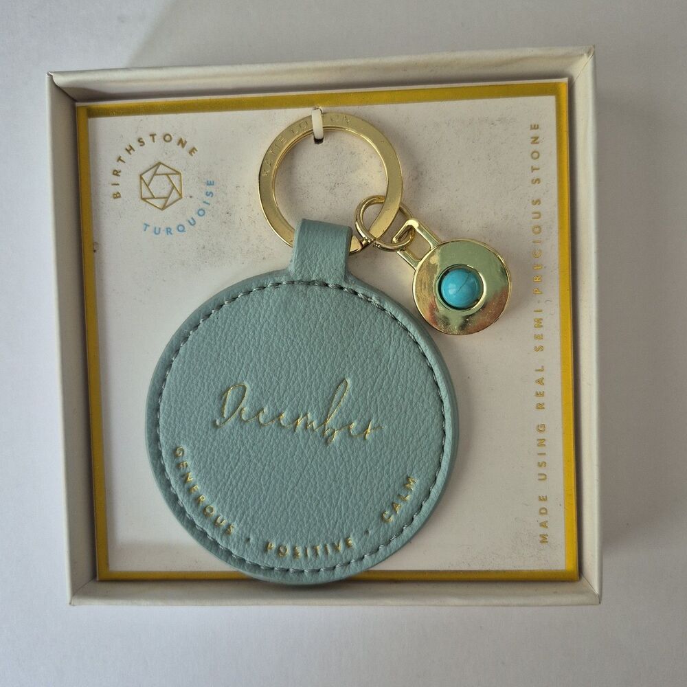 Katie Loxton December Birthstone Generous Positive Calm Round Leather Keychain